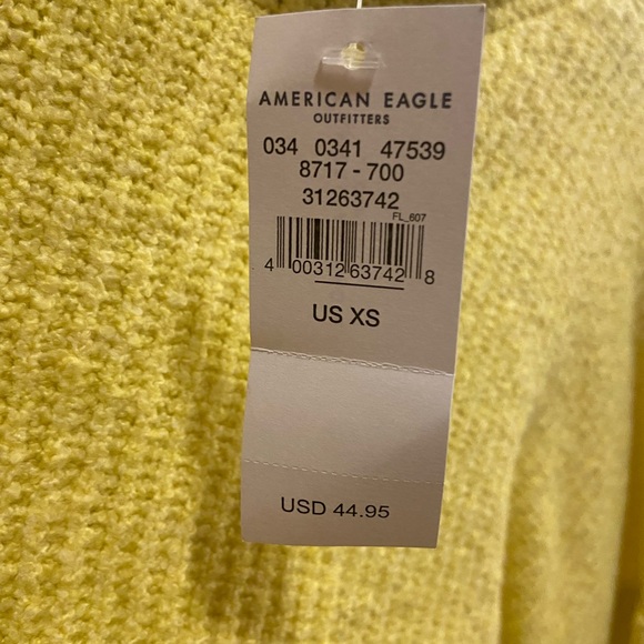 American Eagle Yellow Cropped Drawstring Hooded Sweater - Picture 4 of 4